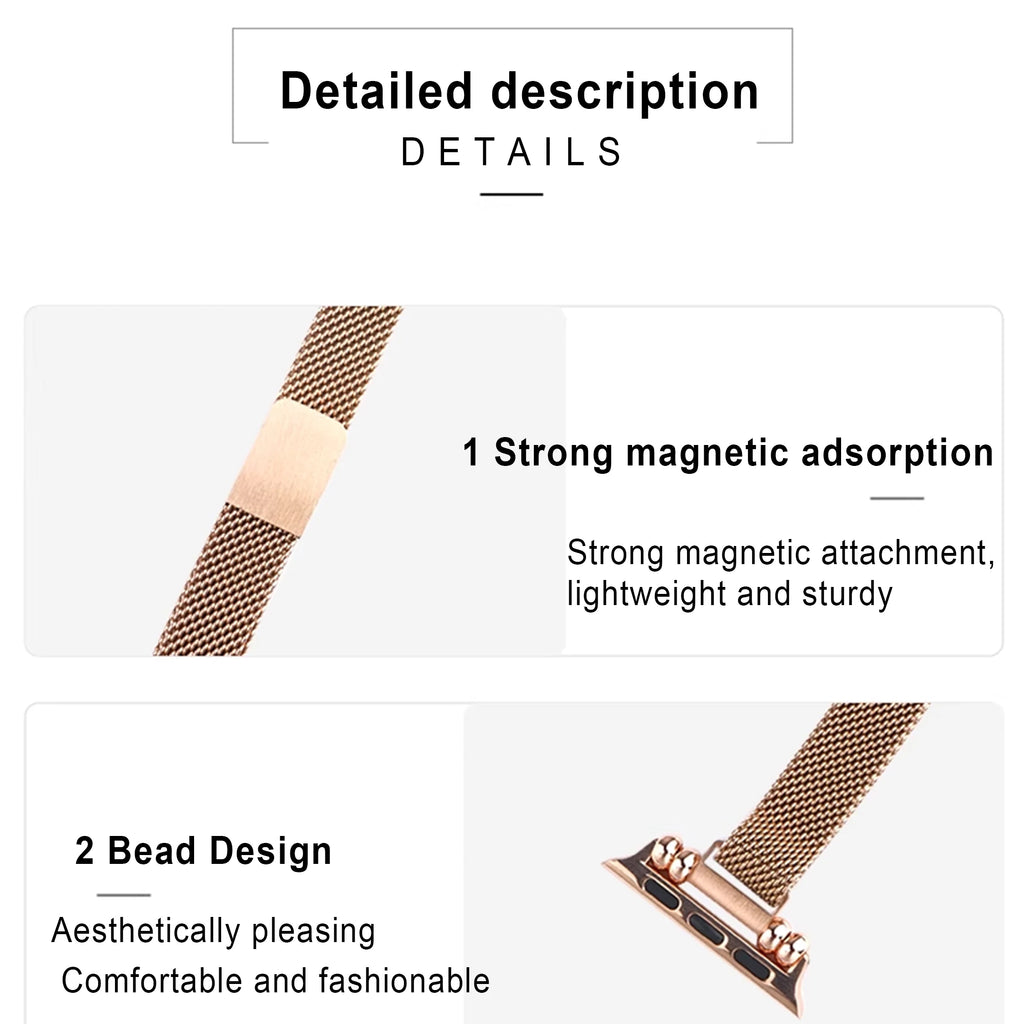 Metal Magnetic band Compatible for Apple Watch Stainless Steel Slim Milanese band Apple Watch Series Ultra 9 8 SE 7 6 5 4 3 2 1