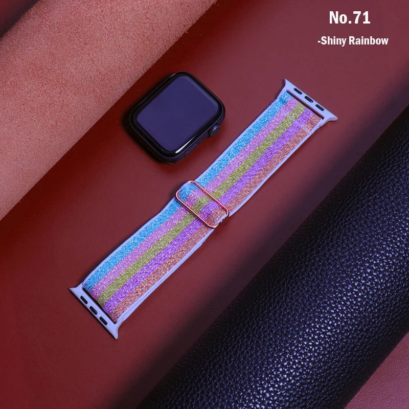 Nylon Elastic Solo Loop for Apple Watch Ultra 49mm band 45mm 44mm 46mm 41mm Scrunchie Adjustable band Apple Watch serie 6 7 8 9 10