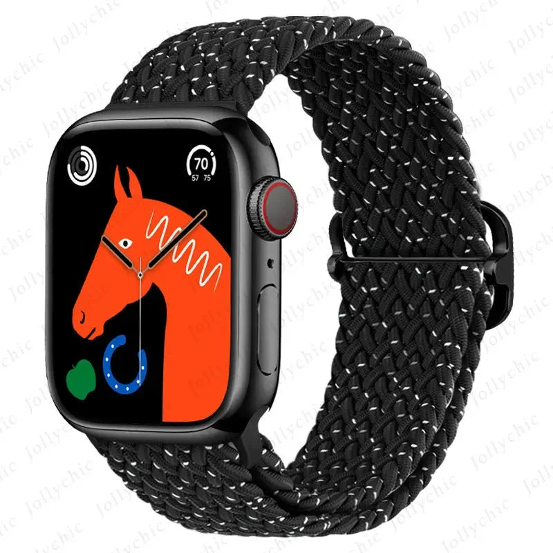 Braided Solo Loop band For Apple Watch Ultra 2 band 49mm 44mm 40mm 45mm 41mm 42mm 38mm band Apple Watch Series 9 8 7 6 SE 3