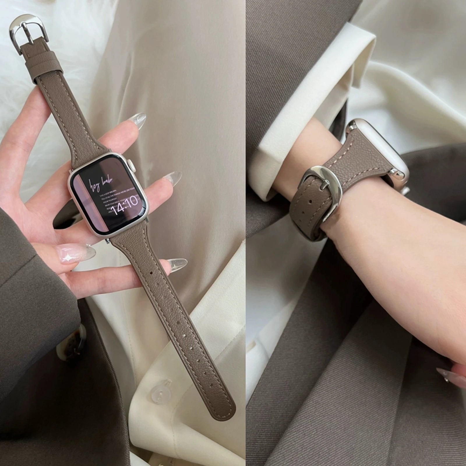 High quality leather loop For Apple Watch band women 11 10 9 8 7 6 5 4 3 2 1 SE 38mm 40mm 41mm 42mm 44mm 45mm 46mm 49mm band