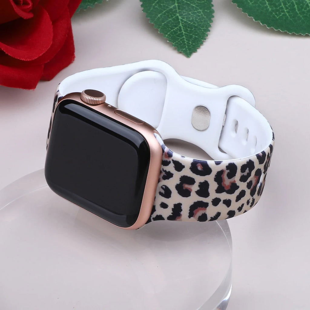 For Apple Watch 38mm 40mm 41mm 44mm 45mm Series 10 42mm 46mm 49mm Animal print silicone watchband for Apple Watch Series 10 9 8 7 6 5 4 3 2