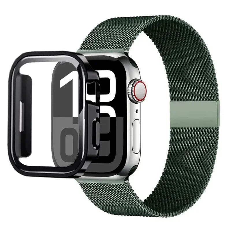 Milanese Loop band For Apple Watch Ultra 49mm band 44mm 40mm 41mm 45mm Gold Silver Leopard band +Case Apple Watch 9 8 7 6 5 4 3 SE