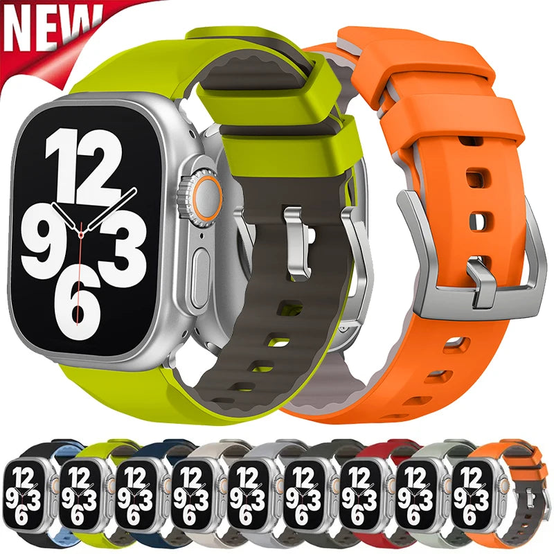Silicone band for Apple Watch Ultra 2 49mm 45mm 44mm 42mm 41mm 40mm sport Outdoor band for Apple Watch Series 9 8 7 6 SE 5 band