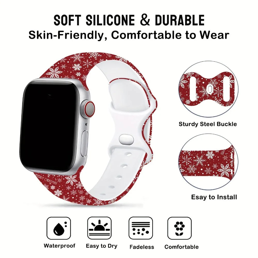 Silicone Christmas band for Apple Watch band 46mm 41mm 42mm 44mm 45mm 49mm Sport band for Apple Watch 11 10 9 8 7 6 5 SE Ultra 3