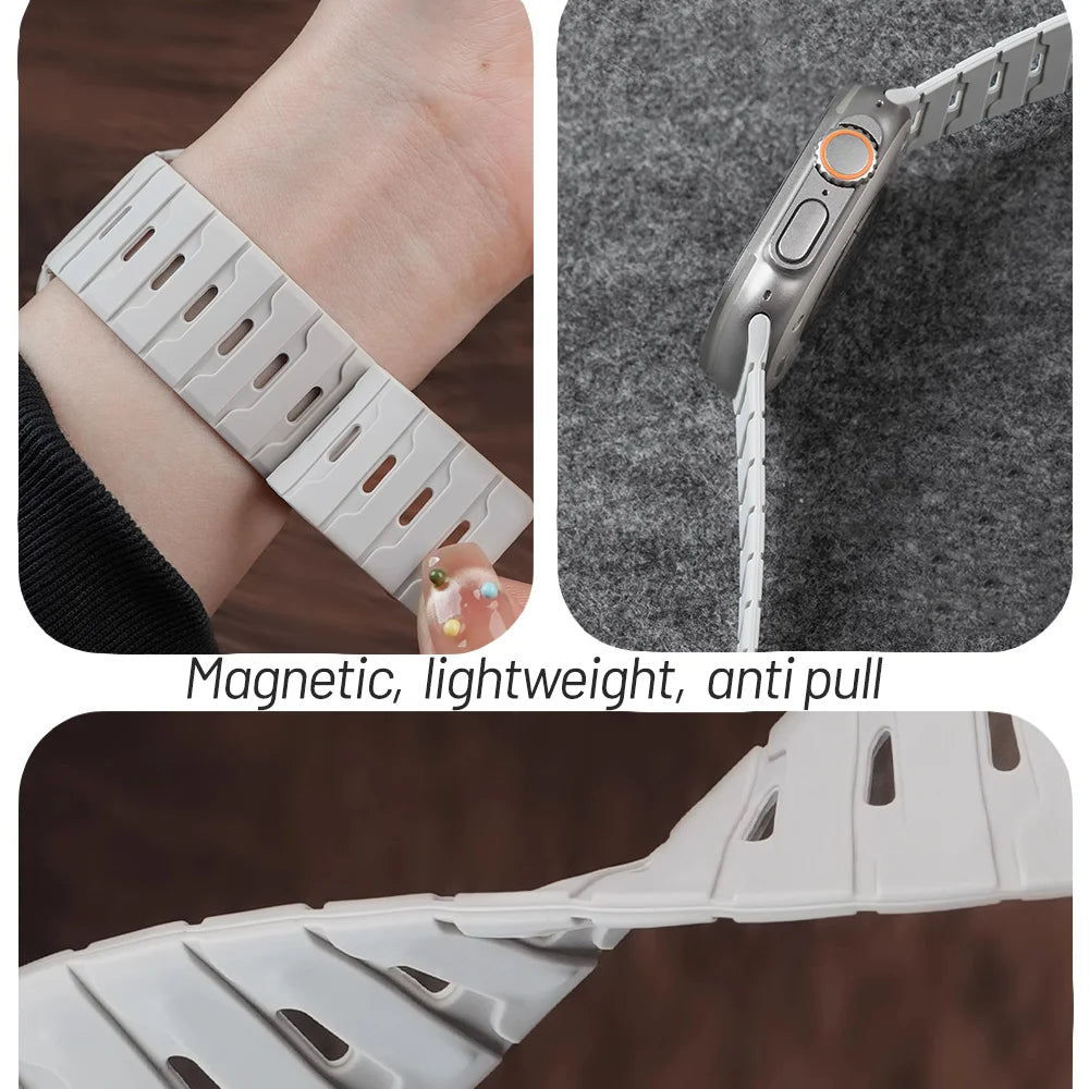 Magnetic Silicone for Apple Watch Ultra 3 band 40mm 44mm 46mm 45mm 49mm 42mm 41mm correas para band Apple Watch 11 10 SE 9 8 7 6