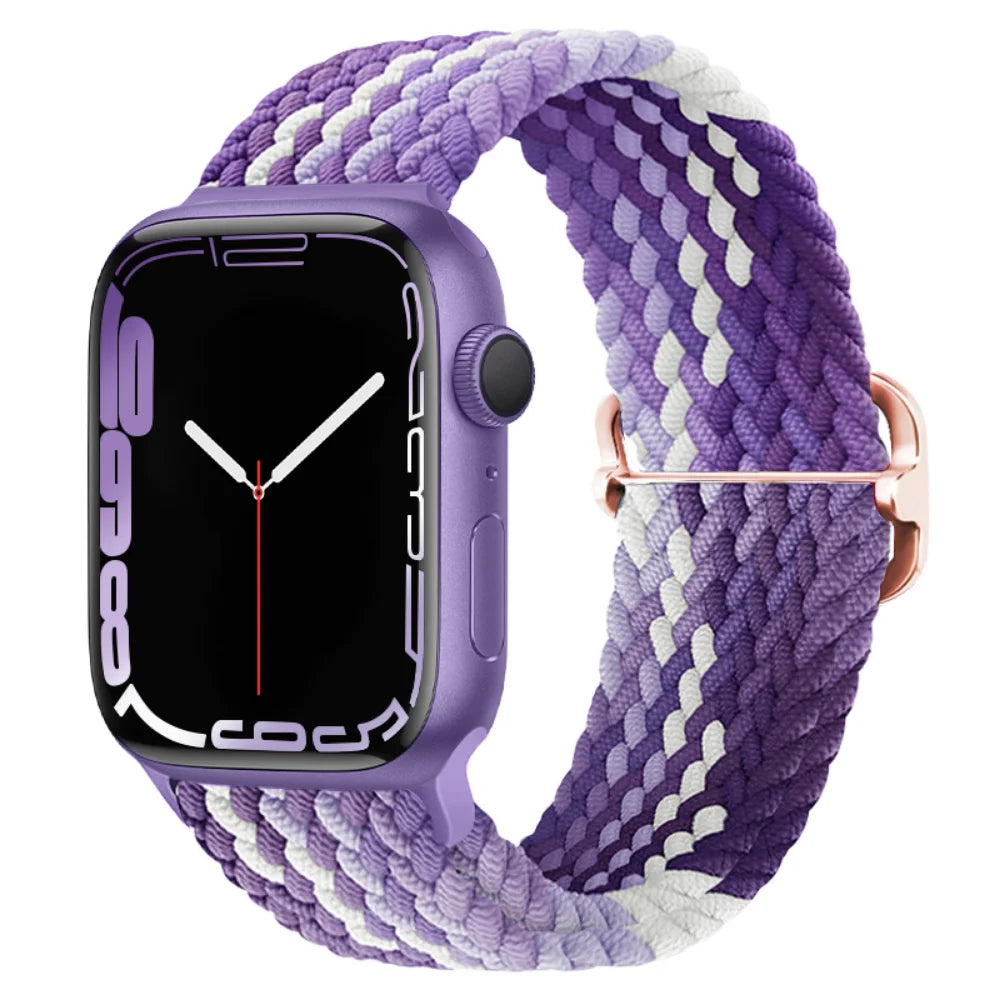 Braided Nylon band For Apple Watch Ultra 49mm 46mm 45mm 44mm 42mm 41mm 40mm Elastic band Apple Watch 11 10 9 8 7 SE 4 5 6 Belt