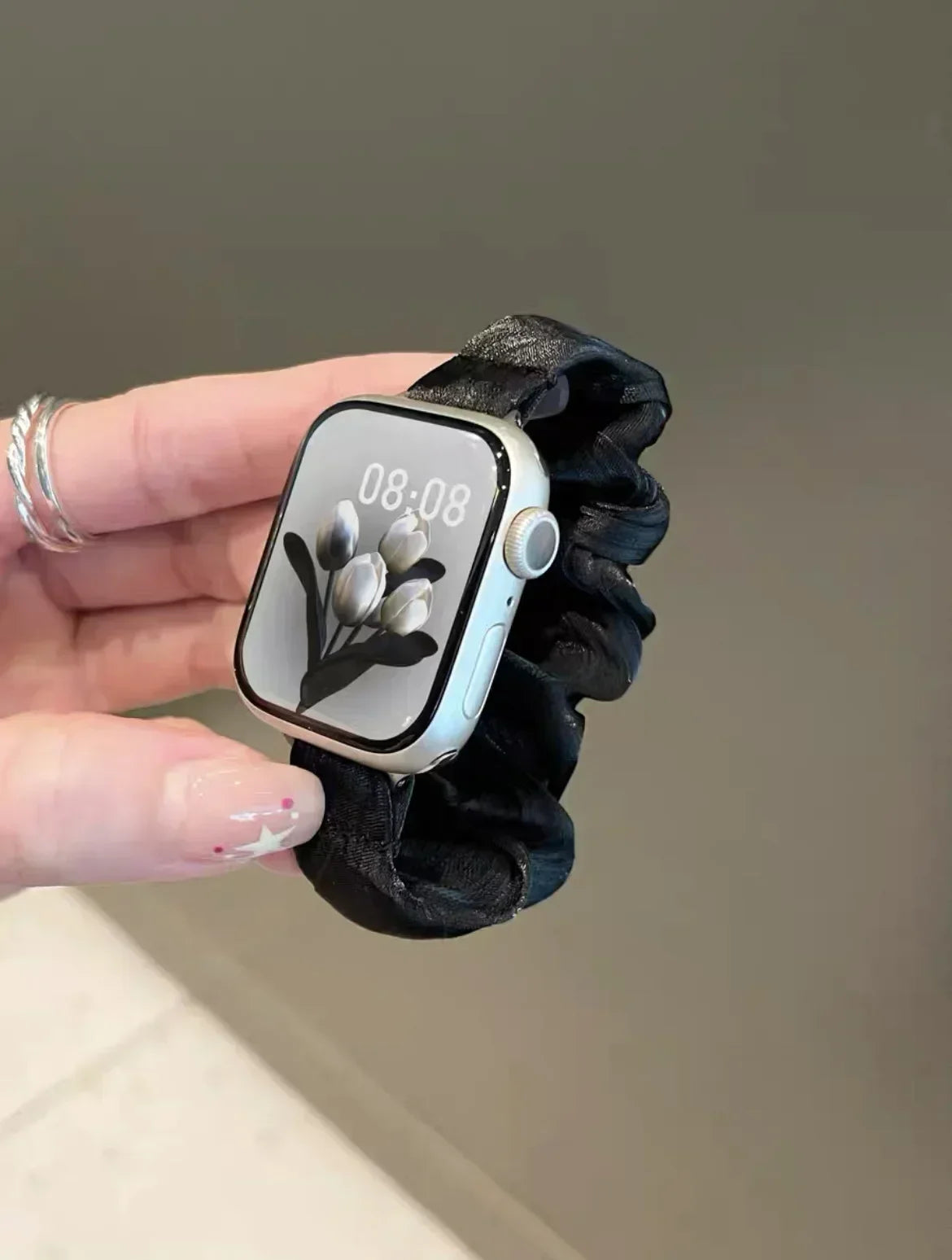 Compatible for Apple Watch band Scrunchie 38mm 40mm 41mm 42mm 44mm 45mm Cute Elastic Solo Loop band Women band