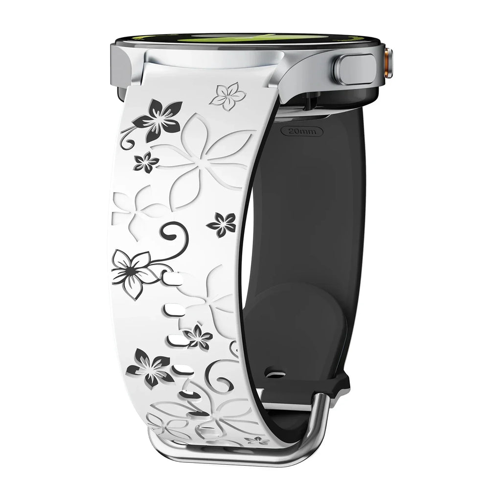 No Gaps Band for Samsung Galaxy Watch 7/5 Pro/4 6 Classic 40 44mm Engraved Silicone Sport Bracelet correa Galaxy Watch 7 Straps