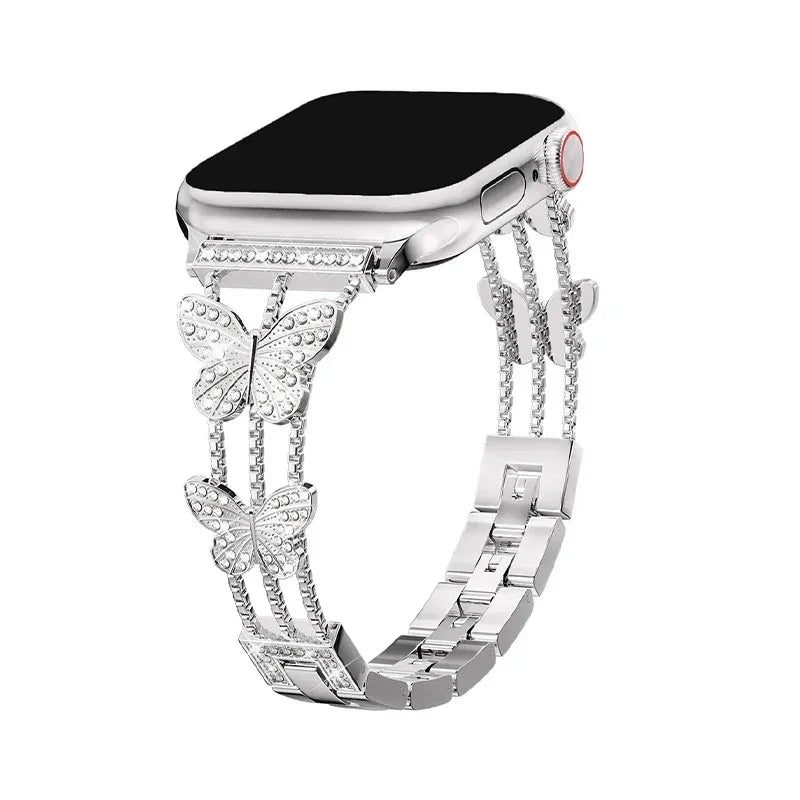 Stainless Steel band for Apple Watch band 40mm 46mm 44mm 41mm 45mm 49mm Butterfly Diamond band Apple Watch Ultra 10 9 8 7 SE 5 4