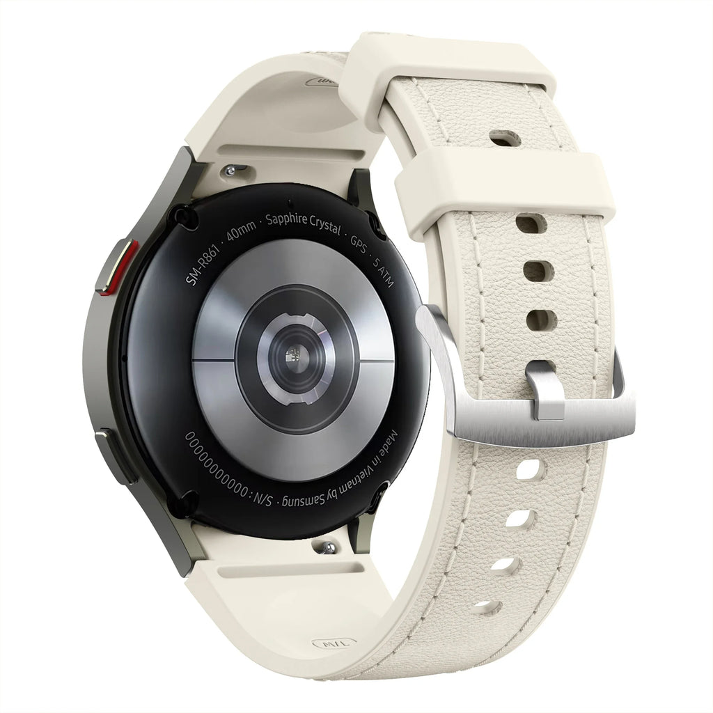 Silicone+Leather Strap for Samsung Galaxy Watch 7 6 5 4 FE 40mm 44mm No Gap Bracelet Band Watch 6 4 Classic 43/47mm 42/46mm Belt