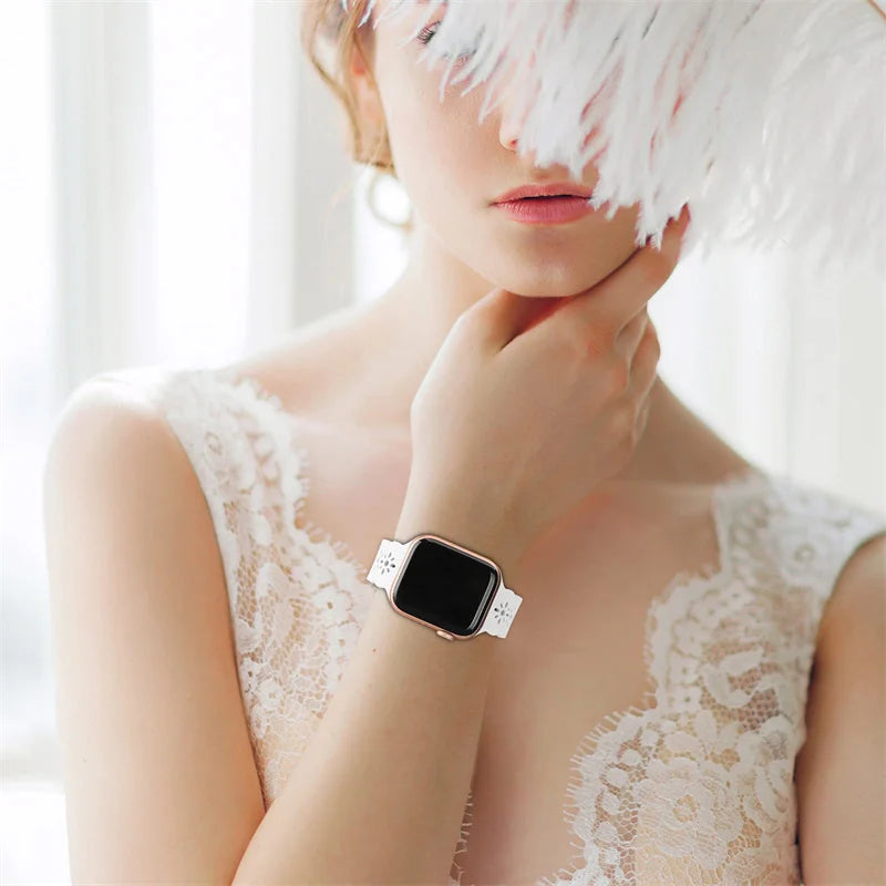 Slim Lace band for Apple Watch band 40mm 44mm 41mm 45mm 38mm 42mm 49mm 45mm Silicone band Apple Watch Series 8 SE 7 6 5 3 Ultra