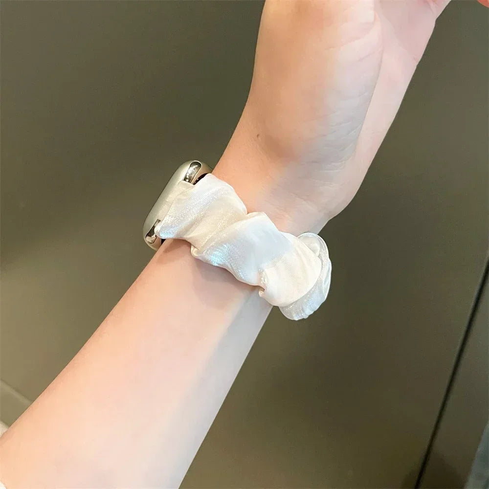 Compatible for Apple Watch band Scrunchie 38mm 40mm 41mm 42mm 44mm 45mm Cute Elastic Solo Loop band Women band