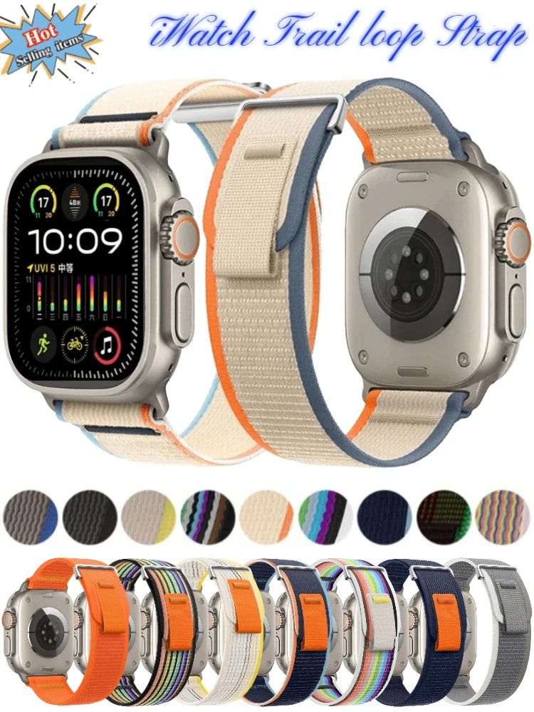 Trail Loop band For Apple Watch Ultra 3 1 49mm 10 11 42mm 46mm Nylon band Apple Watch 9 8 7 6 5 4 SE 3 45mm 41mm 44mm 40mm 38mm