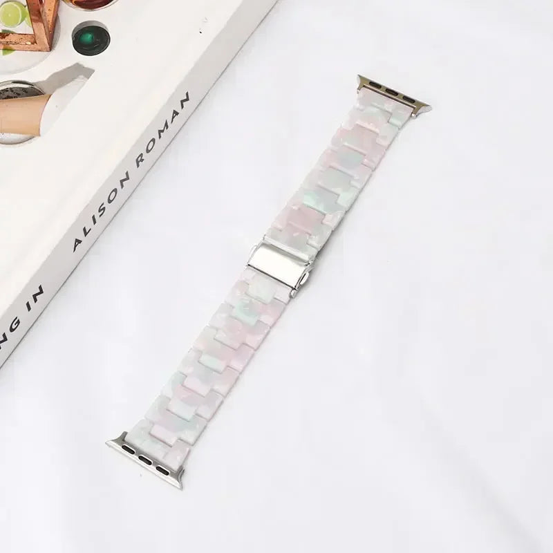 Luxury Resin band for Apple Watch Ultra 2 band 49mm 45mm 41mm 40mm 44mm 38mm 42mm Link band Apple Watch Series 9 7 8 6 SE 5 4 3