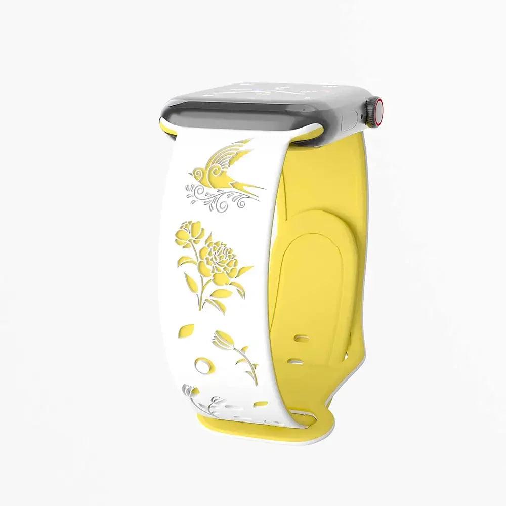 Silicone band For Apple Watch band 42mm 46mm 44mm 41mm 40mm 45mm 49mm Ultra Swallow Engraved band Apple Watch Series 10 9 7 SE 6 8 5