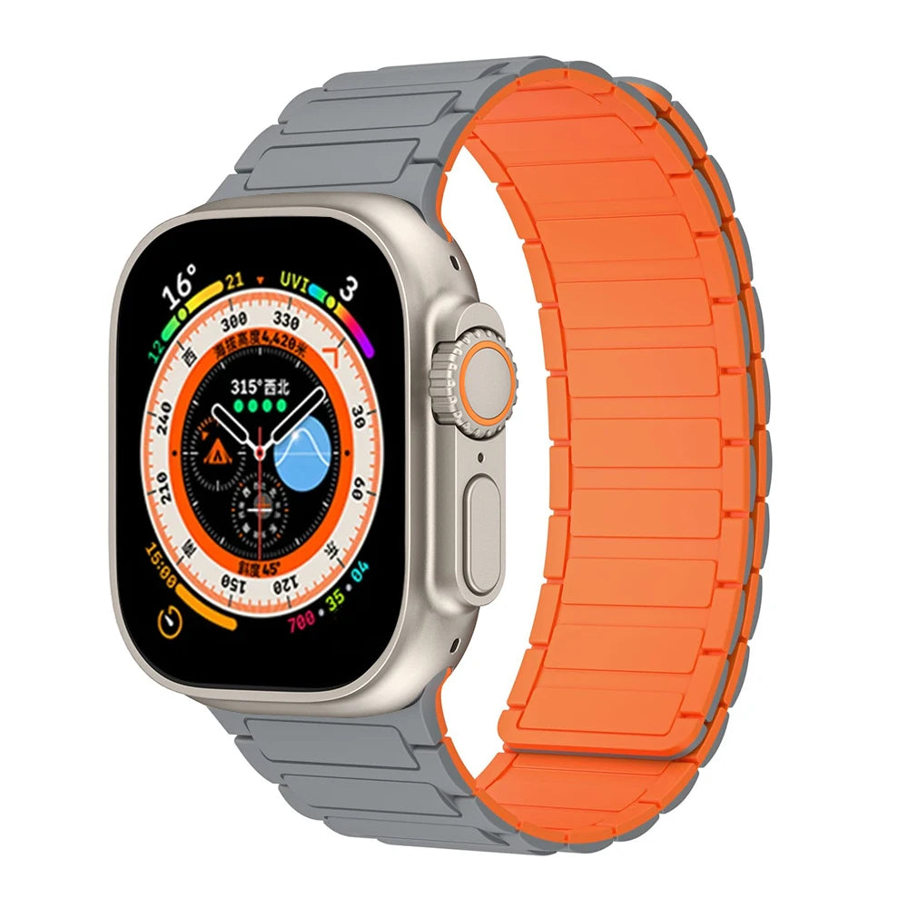 Silicone band for Apple Watch band Ultra 3 2 49mm 46mm 45mm 44mm 41mm 42mm Magnetic band for Apple Watch Series 11 10 9 8 7 6 SE 5