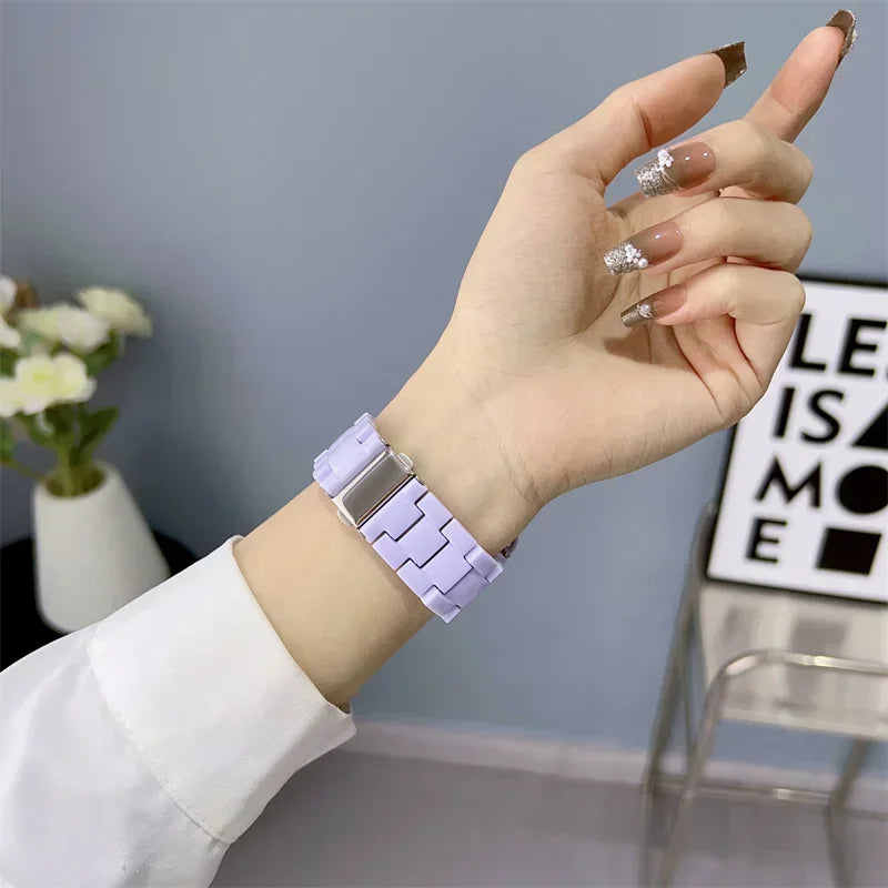 Watch band+Case+glass For Apple Watch band 44mm 40mm 38mm 42mm Candy band Apple Watch Ultra 2 49mm serie 9 8 7 6 5 4 3 SE 41mm 45mm