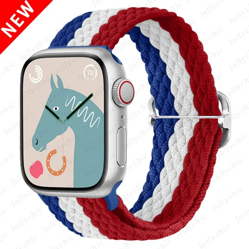 Braided Solo Loop band For Apple Watch Ultra 2 band 49mm 44mm 40mm 45mm 41mm 42mm 38mm band Apple Watch Series 9 8 7 6 SE 3