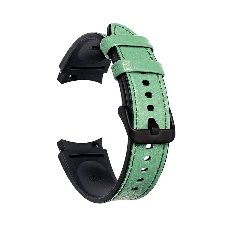 No Gaps Leather Strap for Samsung Galaxy Watch 7 6 5 4 40mm 44mm 6 4Classic 43mm 47mm Silicone Band for Galaxy Watch 5Pro 45mm