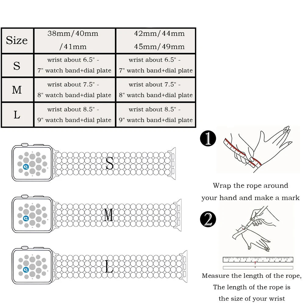 Beaded Natural Stone band Women Compatible For Apple Watch band Series Handmade Elastic Watch band Accessories