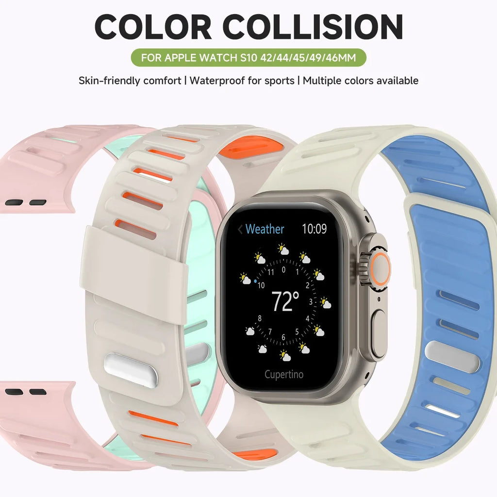 Silicone Sport band For Apple Watch Ultra 2 3 49mm band 42mm 44mm 45mm 46mm Slanted Buckle band for Apple Watch 11 10 9 8 7 6 5 4 SE 3
