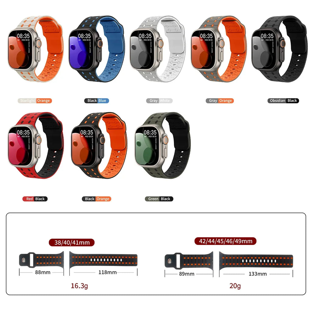 Silicone band for Apple Watch band 46mm 45mm 41mm 44mm Ultra 49mm 40mm 42mm band Correas for Apple Watch Series 10 9 8 7 6 5 SE