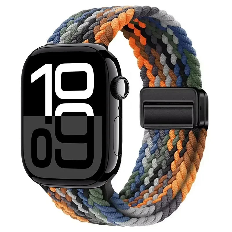 Nylon Braided Loop band for Apple Watch Ultra 3 2 49mm 11 10 42mm 46mm 9 8 7 45mm 41mm Magnetic band Apple Watch 6 5 SE 44mm 40mm band