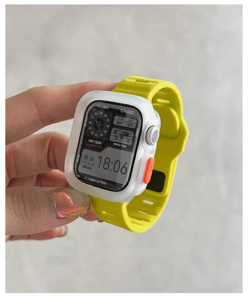 Candy Silicone Case+ band For Apple Watch Series 9 45mm band 8 7 42mm 41mm SE 6 5 4 3 2 1 44mm 40mm 38mm Apple Watch Ultra 2 49mm