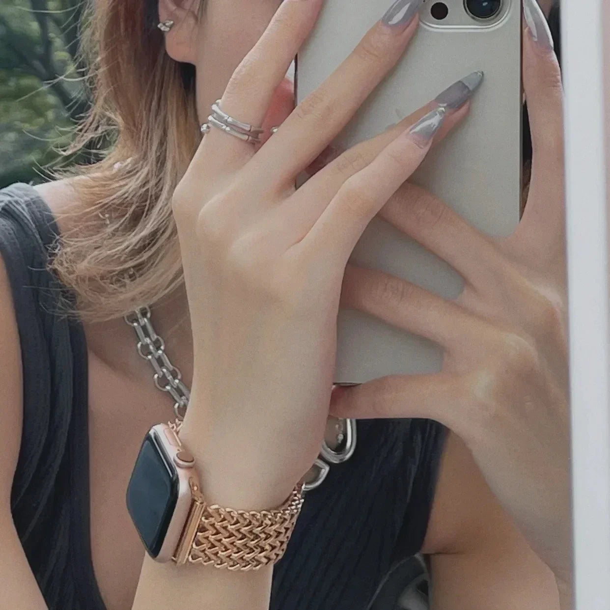 Luxury Stainless Steel band For Apple Watch 9876 45mm 44mm 42mm 41mm 38mm 40mm metal Braided band Correa Apple Watch Ultra 49mm S10 42mm 46m