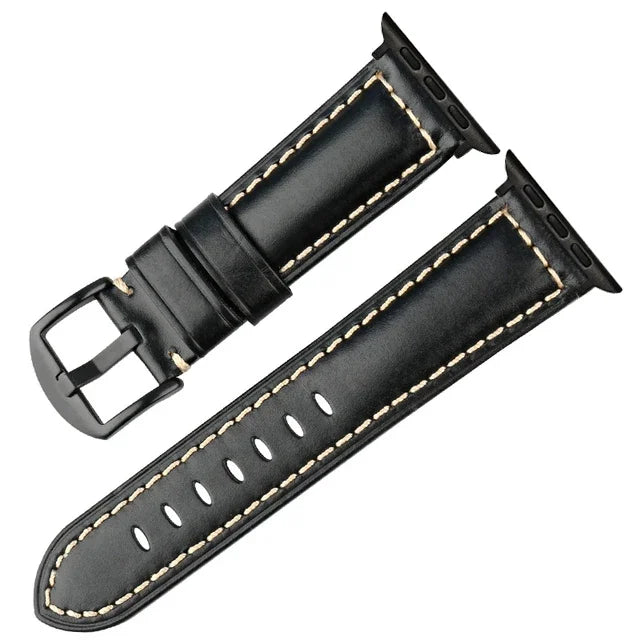 Vintage Cow Leather Watch band for Apple Watch band for Series 9 8 Ultra 2 49mm 45mm 44mm 41mm 42mm 40mm Leather band for Apple