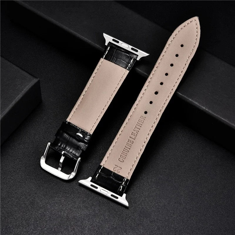 Leather band for Apple Watch band Ultra 3 2 49mm 46mm 45mm 41mm 44mm 42mm Leather Watch band for Apple Watch Series 11 10 9 8 7 SE