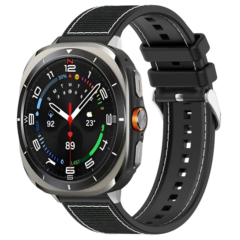 Silicone Nylon Strap for Samsung Galaxy Watch Ultra 8-7 47mm Comfortable Breathable Band Bracelet for Galaxy Watch Ultra 7 47mm