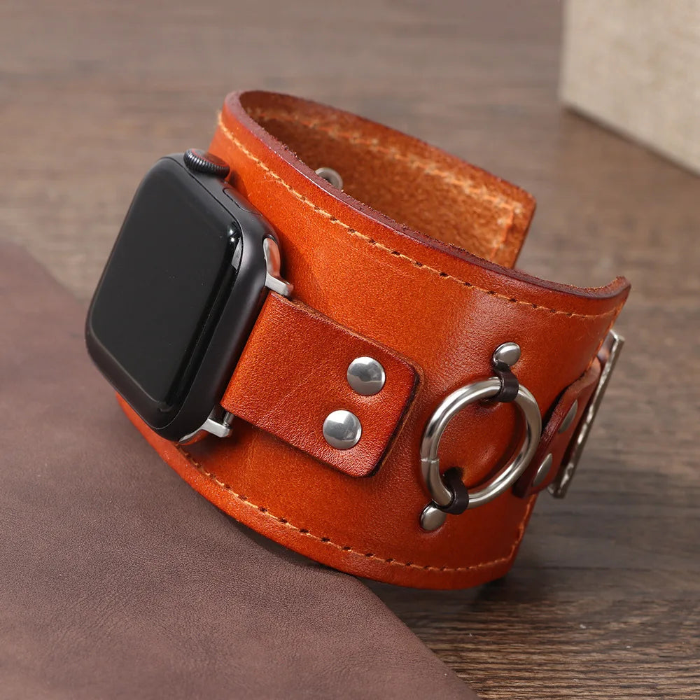 Genuine leather band for Apple Watch band loop 44mm 45mm watch band for Apple Watch Ultra 49mm 45mm 41mm 8 7 6 5 4 band accessories