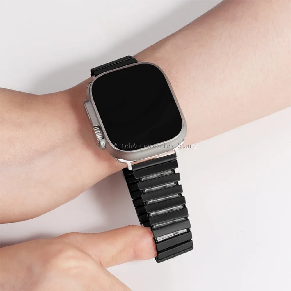 for Apple Watch band 40mm 44mm 45mm 41mm Slim metal Elastic Stretch watch band Bracele band for Apple Watch 7 6 SE 5 4 8 49mm 42mm 38mm