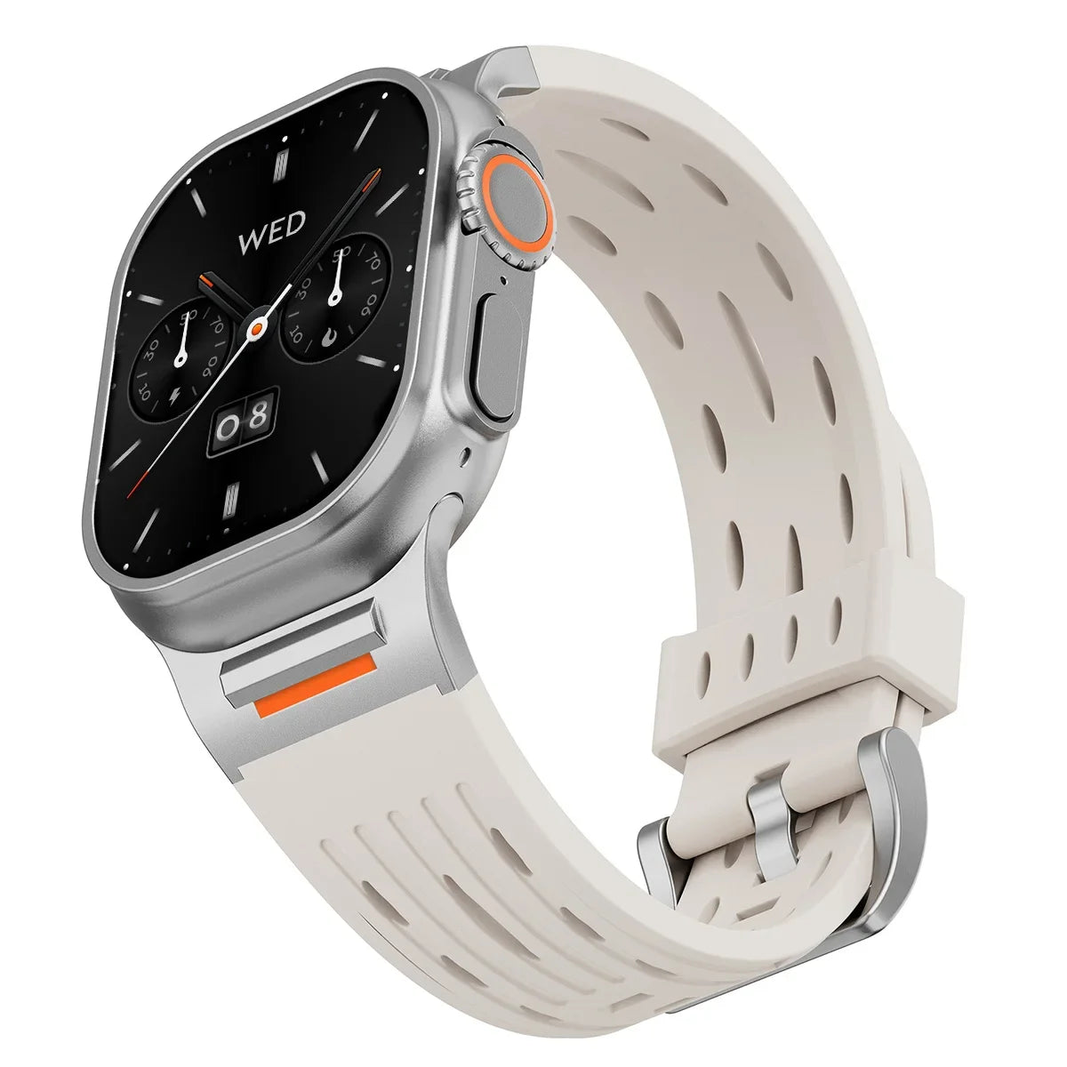 Silicone band for Apple Watch band 49mm 46mm 45mm 44mm 42mm 41mm metal Connector band for Apple Watch Ultra 2 Series 10 9 8 7 6 SE 5 4