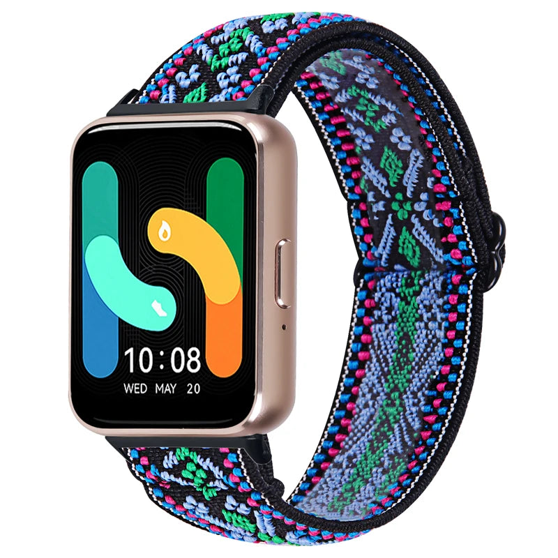 Elastic Nylon Strap For Samsung Galaxy Fit 3 Watch Bracelet Vintage Bohemian National Style Watchband For Samsung Fit 3 SM-R390