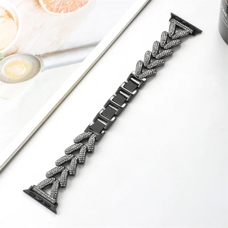 Diamond metal band for Apple Watch 10 band 46mm 42mm 41mm 44mm 49mm 45mm 40mm Women Belt band Apple Watch Series 9 8 7 SE 6 Ultra