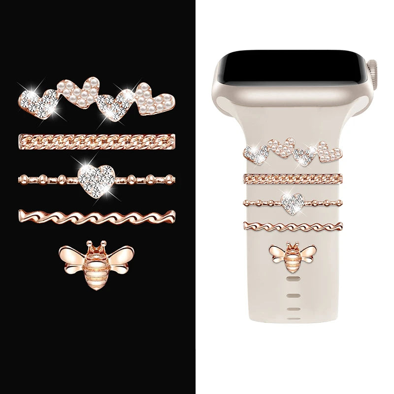 Decoration For Apple Watch Ultra 2 band 10 9 8 7 Diamond Jewelry Charms Accessories samsung Huawei watch band 20 22mm band