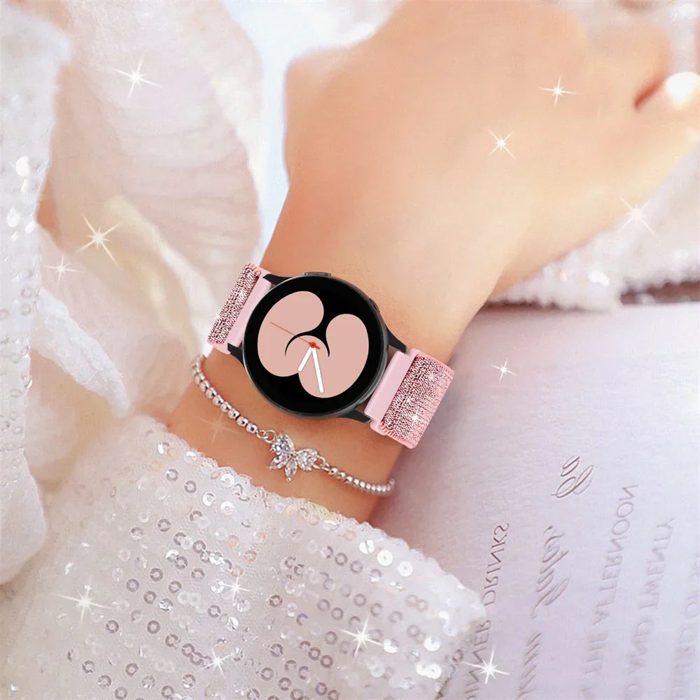 Elastic Shiny strap For Samsung Galaxy Watch 7/6/5/pro/3/4/Active 2 20mm/22mm Bohemian Pride bracelet Huawei GT 5-4-3-2-e band