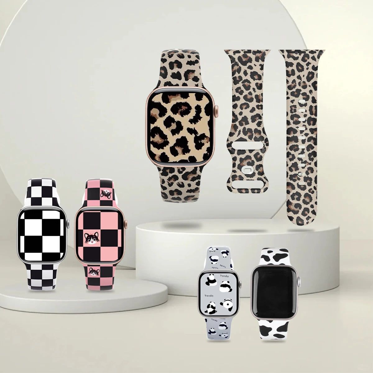 For Apple Watch 38mm 40mm 41mm 44mm 45mm Series 10 42mm 46mm 49mm Animal print silicone watchband for Apple Watch Series 10 9 8 7 6 5 4 3 2