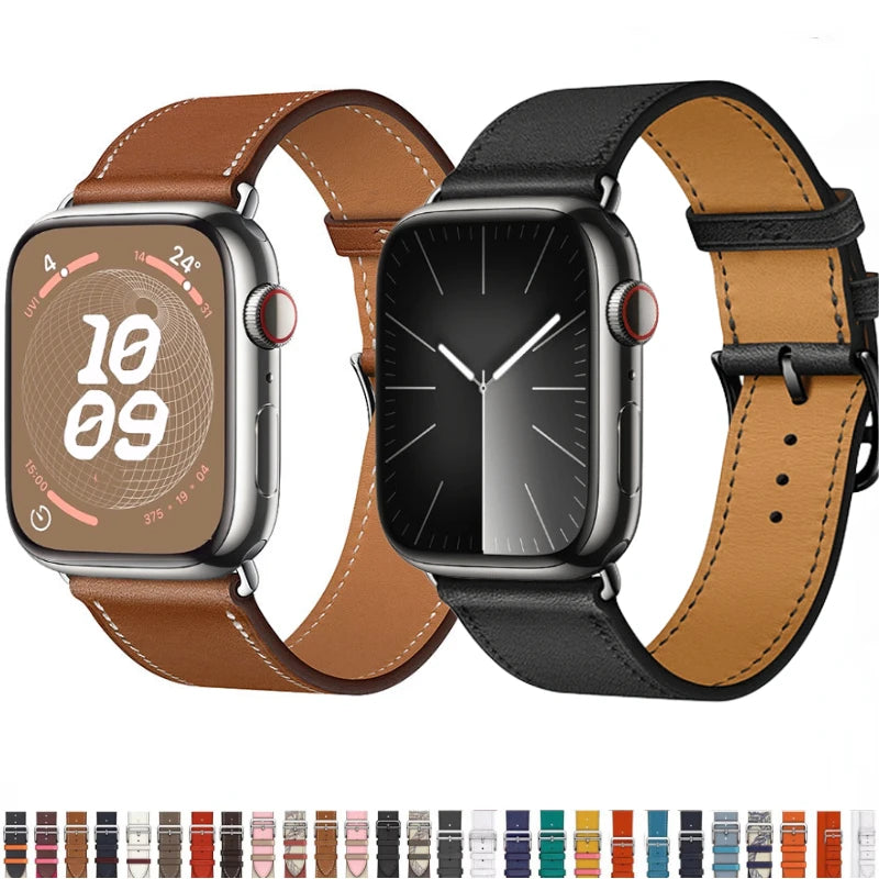 Leather band For Apple Watch Ultra 2 49mm 9 8 7 45mm 41mm High quality business wristband For Apple Watch 6 5 4 3 SE 44mm 40mm 42mm