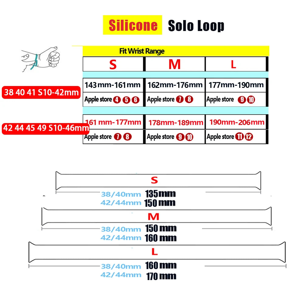 Solo loop band for Apple Watch band 44mm 46mm 45mm 40mm 41mm 42mm 49mm Silicone band correa Apple Watch Series 10 9 6 57 8 SE Ultra