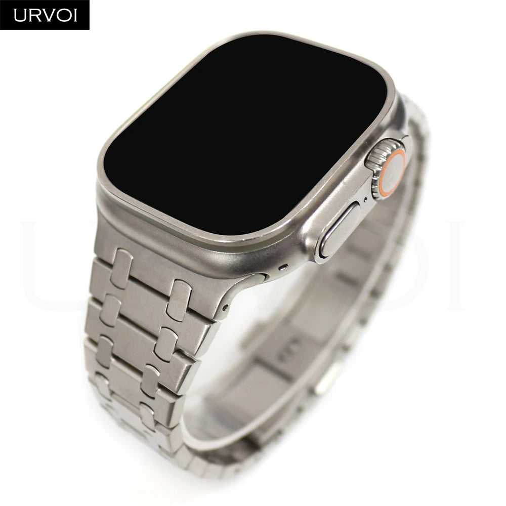 URVOI band for Apple Watch Ultra 3 2 Series 11 10 9 8 7 SE3 316L AP Stainless steel band for Apple Watch wristband butterfly buckle