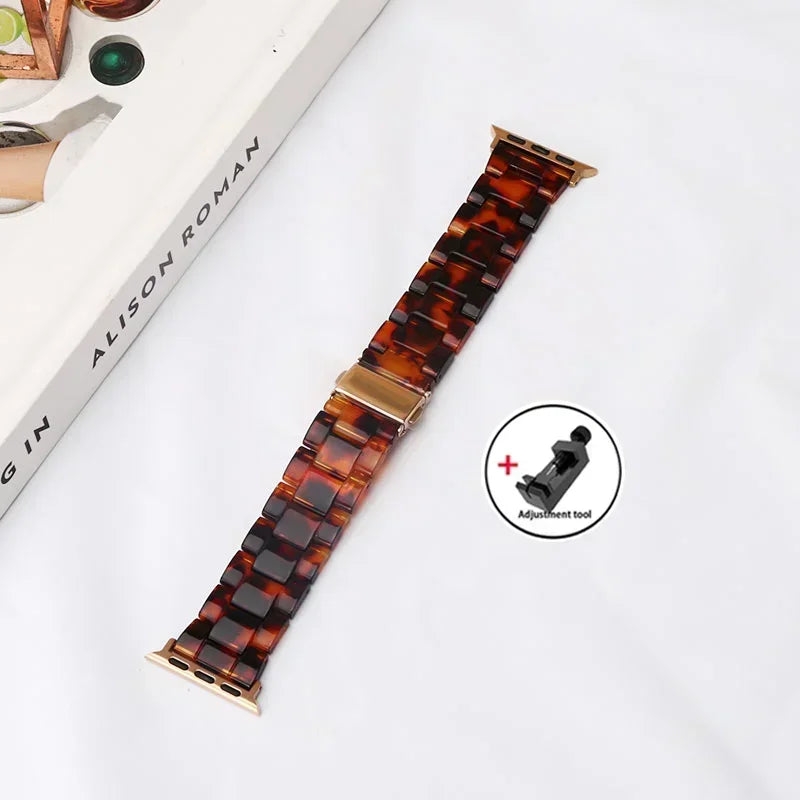 Luxury Resin band for Apple Watch Ultra 2 band 49mm 45mm 41mm 40mm 44mm 38mm 42mm Link band Apple Watch Series 9 7 8 6 SE 5 4 3