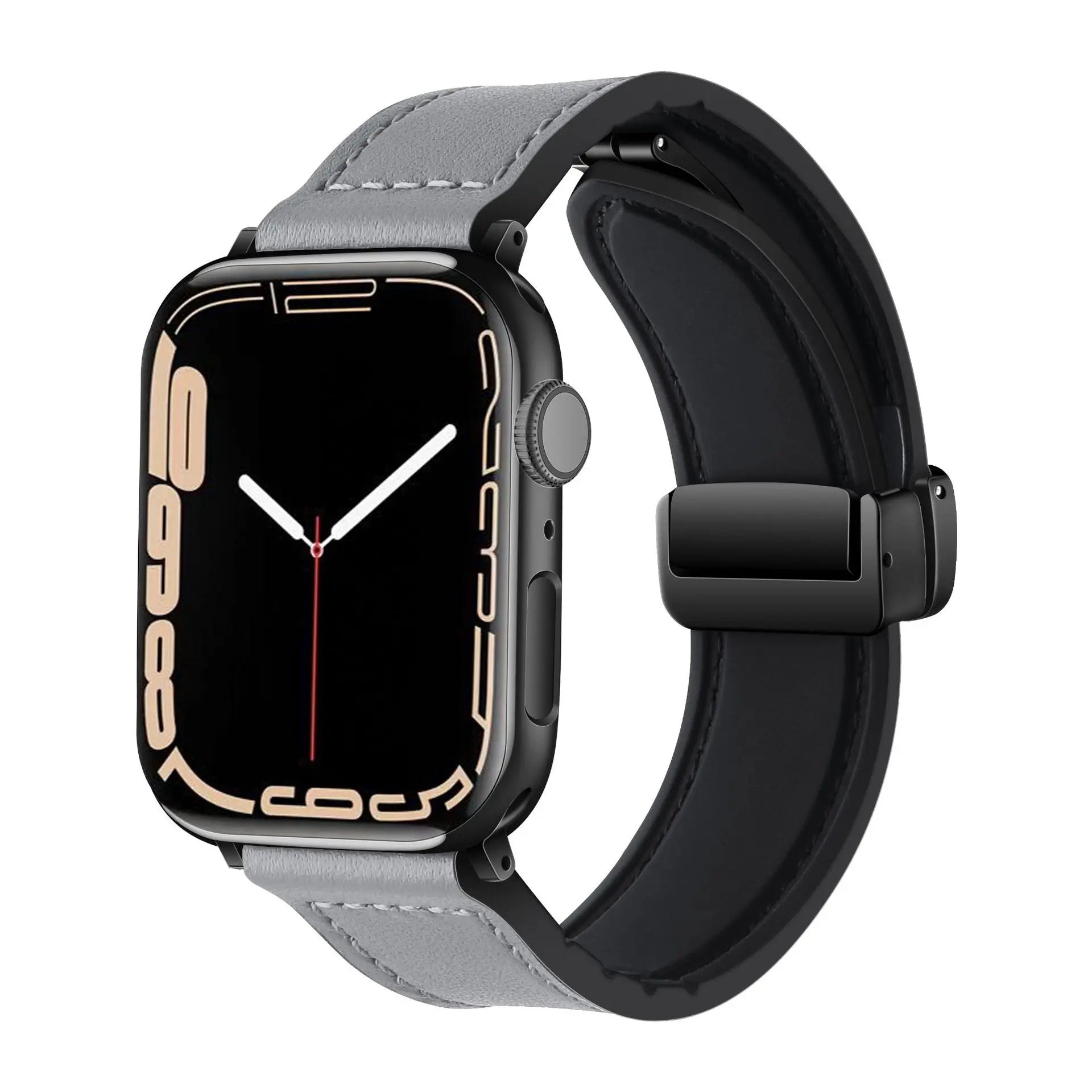 Magnetic band for Apple Watch band 44mm 40mm 45mm 41mm Genuine Leather+silicone band Apple Watch Series 10 9 8 7 SE Ultra 2 49mm