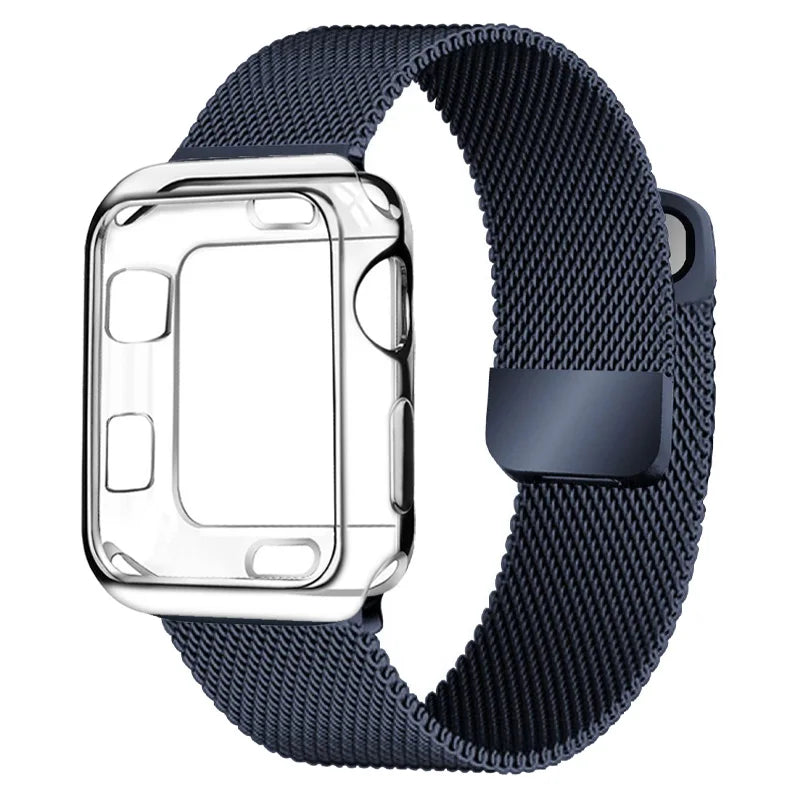 Milanese Case+band for Apple Watch band 9 8 7 6 SE 5 4 49mm 45mm 41mm 40mm 44mm 42mm watch band For Apple Watch Series 10 Correa 46mm