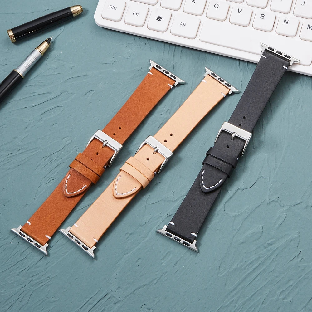 Top Layer Cow Leather band for Apple Watch Series Ultra 10 9 8 7 6 SE 5 4 3 watch band 38mm 40mm 41mm 42mm 44mm 45mm 46mm 49mm for Apple Wat