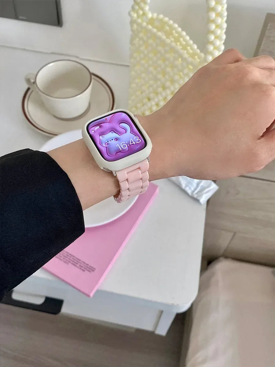 Watch band+Case+glass For Apple Watch band 44mm 40mm 38mm 42mm Candy band Apple Watch Ultra 2 49mm serie 9 8 7 6 5 4 3 SE 41mm 45mm