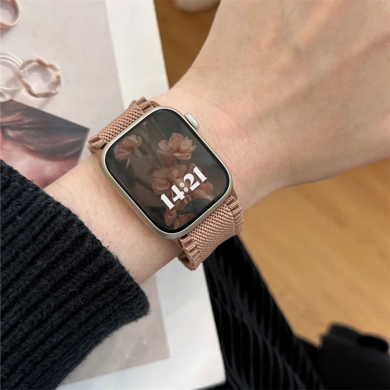 Korea Cute Nylon Elasticity band For Apple Watch band Ultra 2 49mm 45mm 44mm 41mm 42mm Correa Adjustable band For Apple Watch Series 9 8 SE