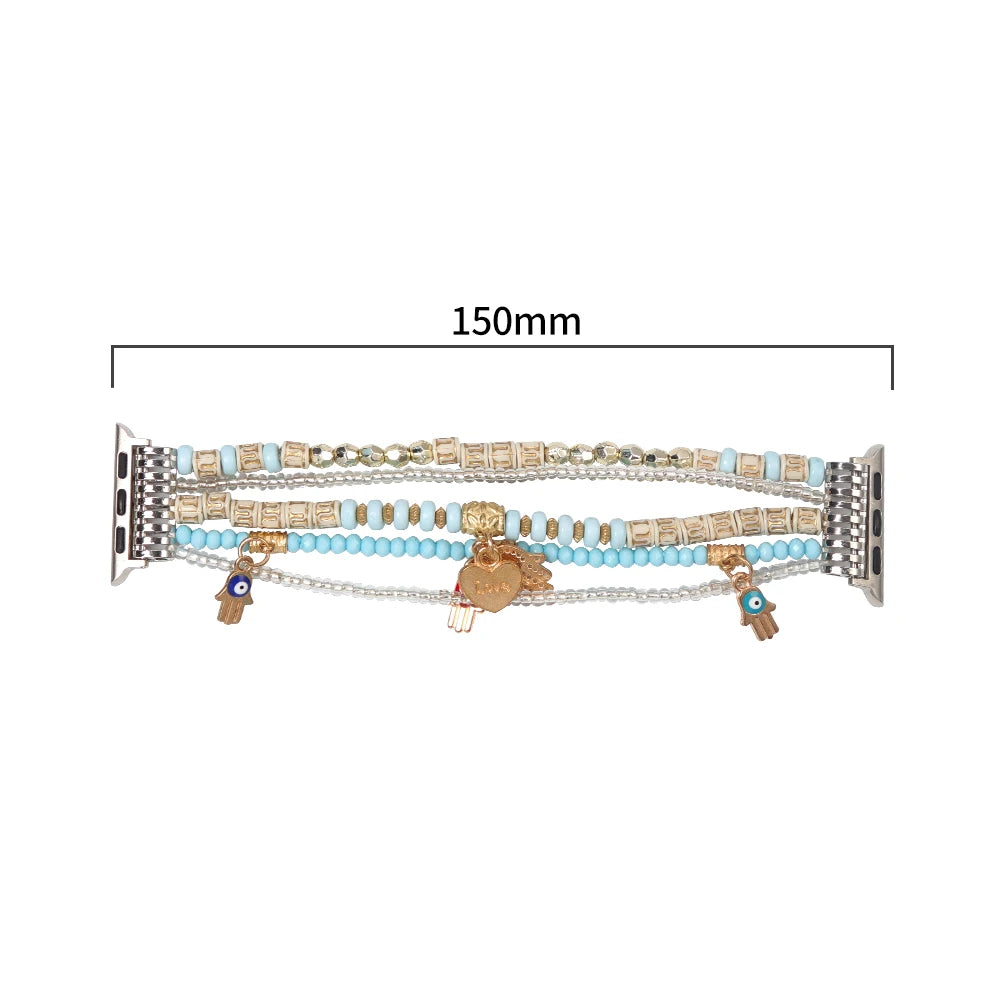 band band For Apple Watch band 49mm Ultra 2 40mm 38mm 41mm Elastic Beaded Pendant band for Apple Watch Series 9 8 7 6 5 4 3 SE
